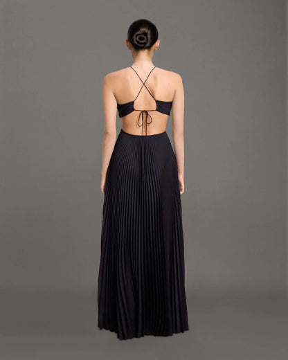 Cut-Out Pleated Maxi Dress