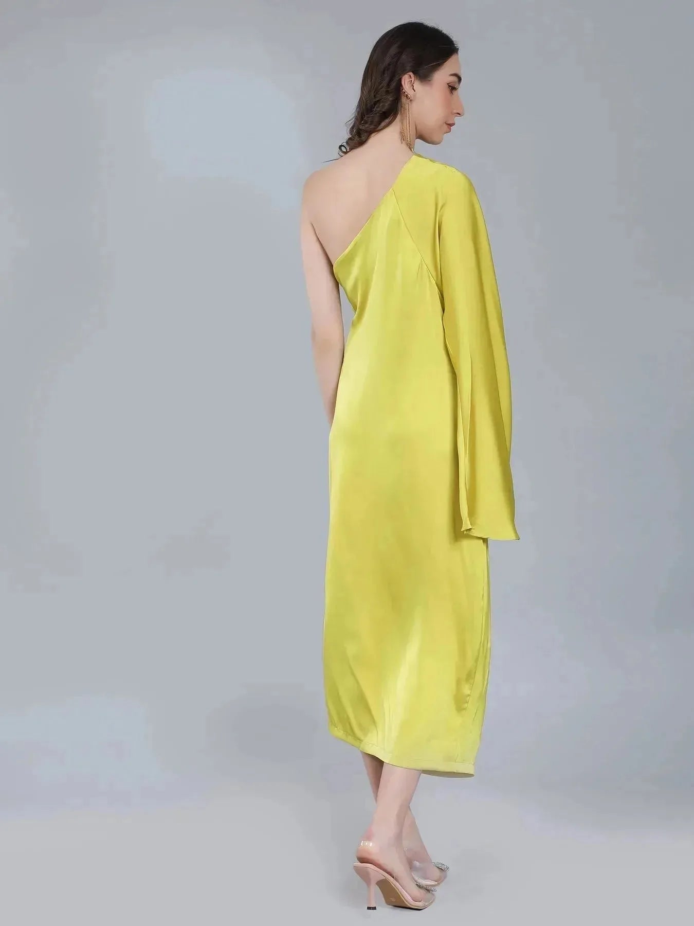 Draped Satin One Shoulder Dress