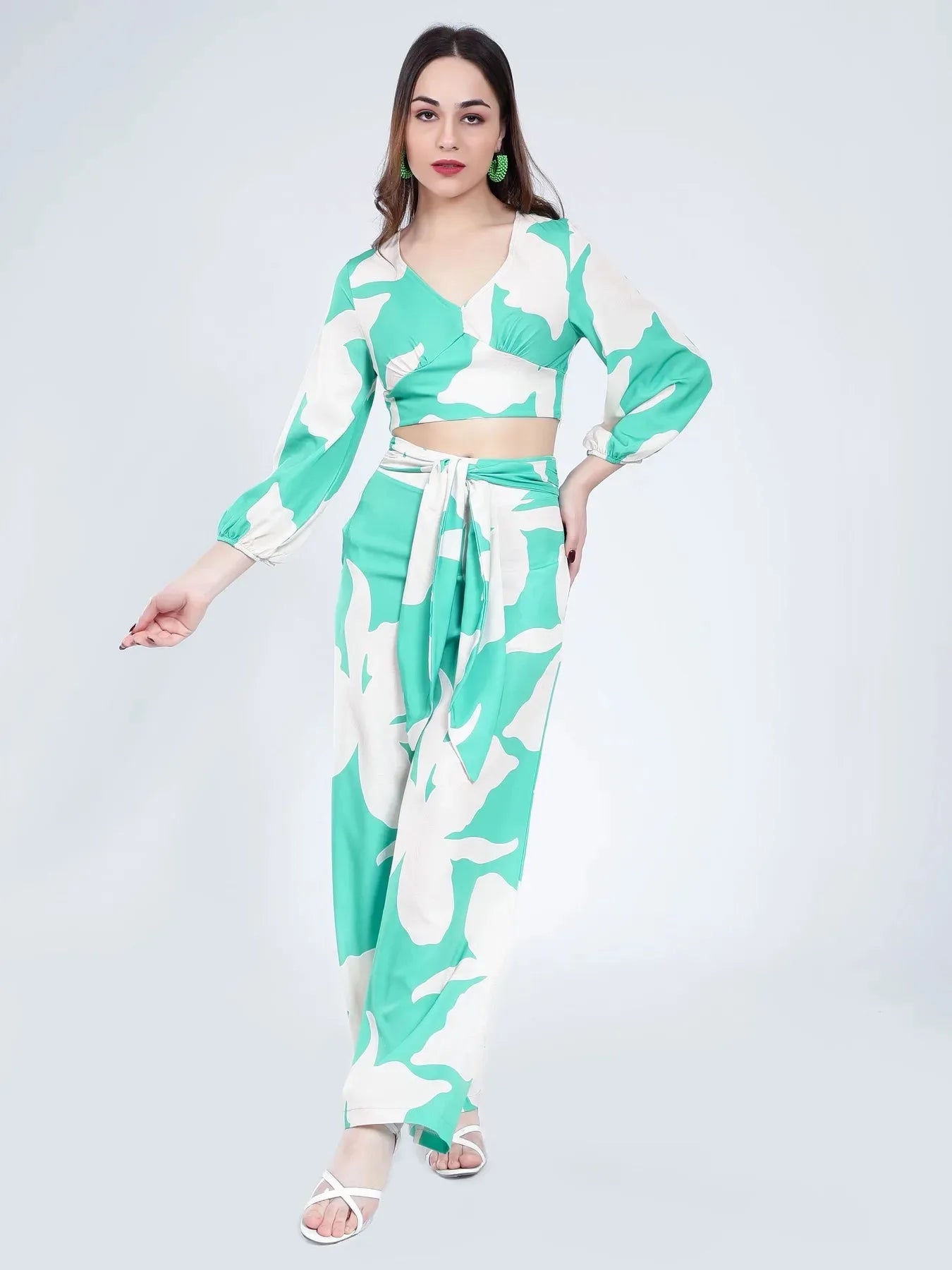 Belted Floral Two-Piece Set