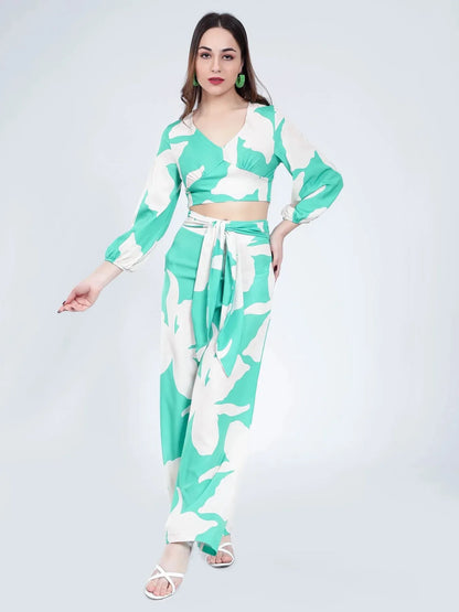 Belted Floral Two-Piece Set