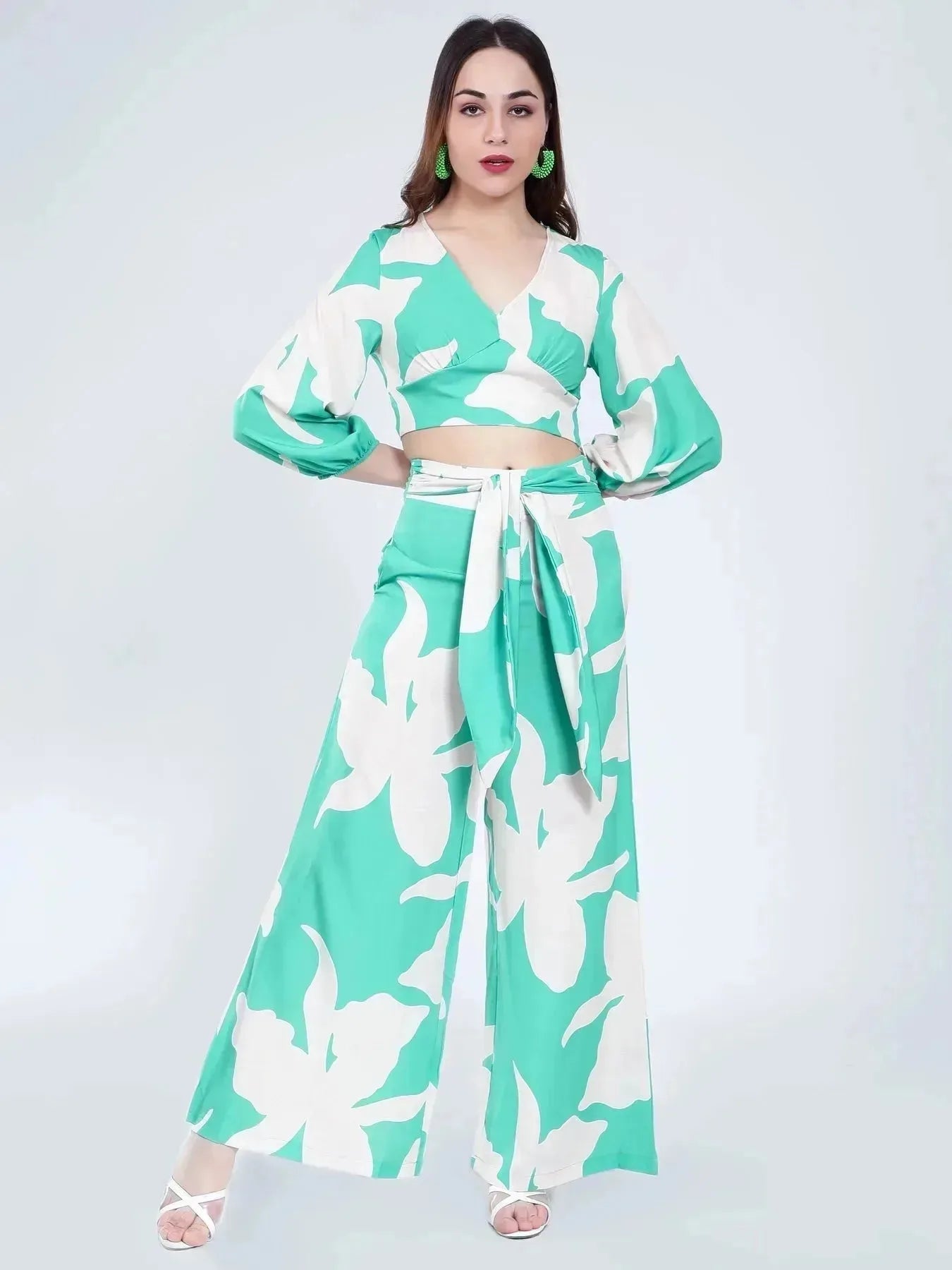 Belted Floral Two-Piece Set