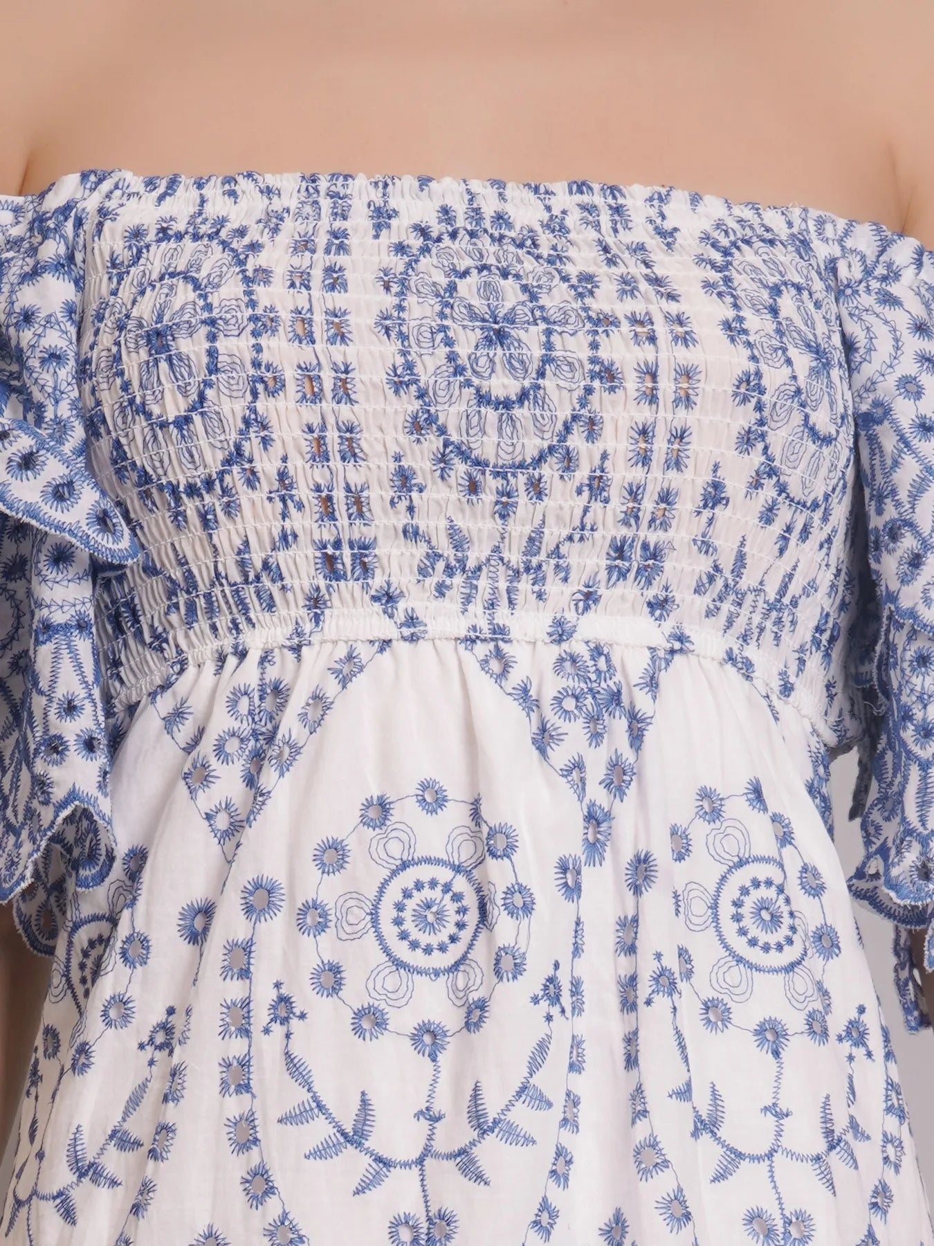 Off-Shoulder Embroidered Dress