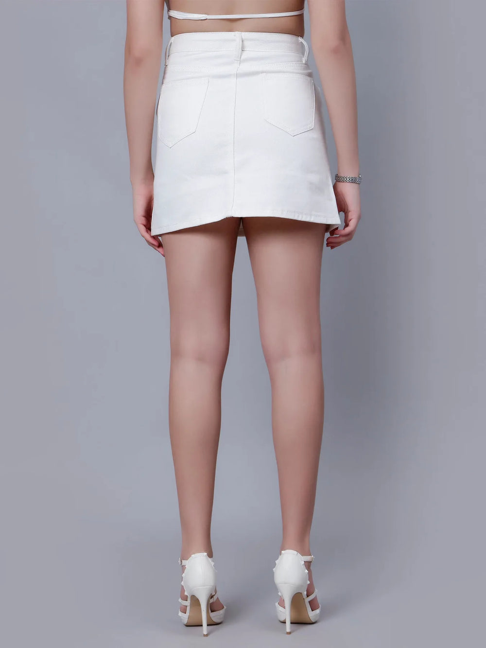 High Waist A-line Denim Skirt