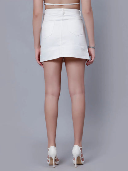 High Waist A-line Denim Skirt