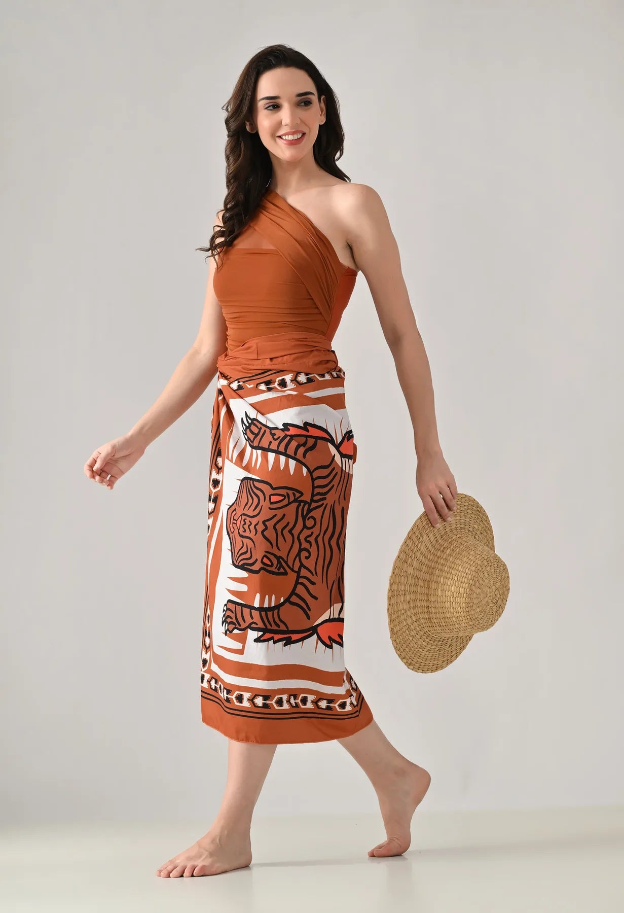 One Shoulder Monokini With Sarong