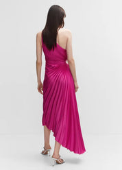One-Shoulder Pleated Maxi Dress