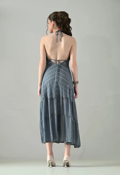 Aurora Foil Print Lurex Dress