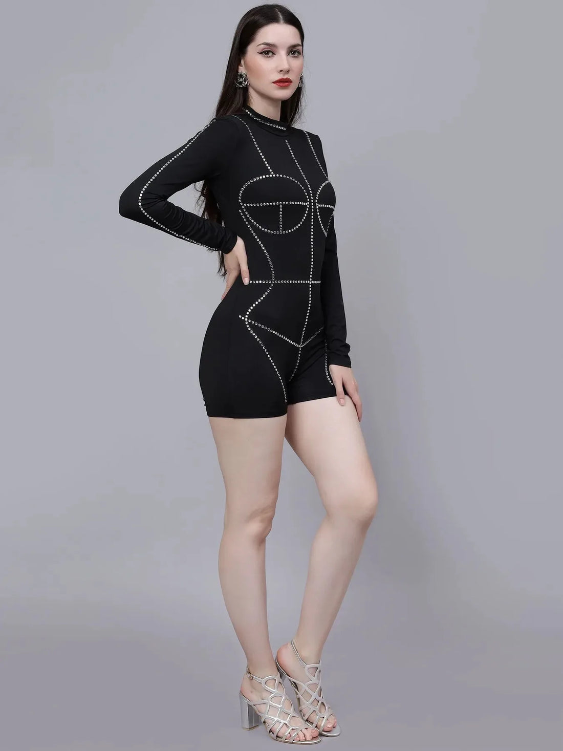 Rhinestone Stickon Detail Playsuit