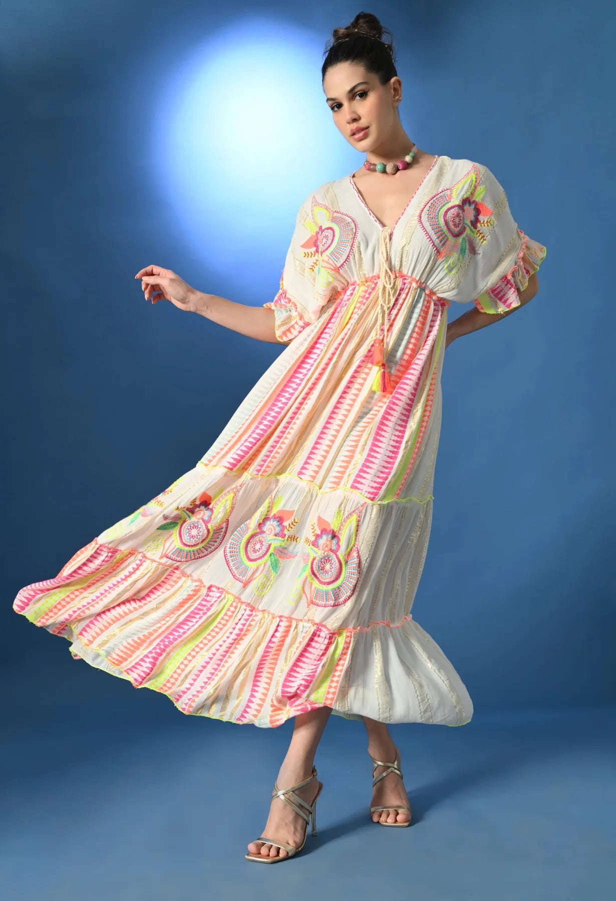 Neon Pink Bloom Maxi Dress