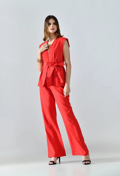 Classy Belted Two-Piece Set