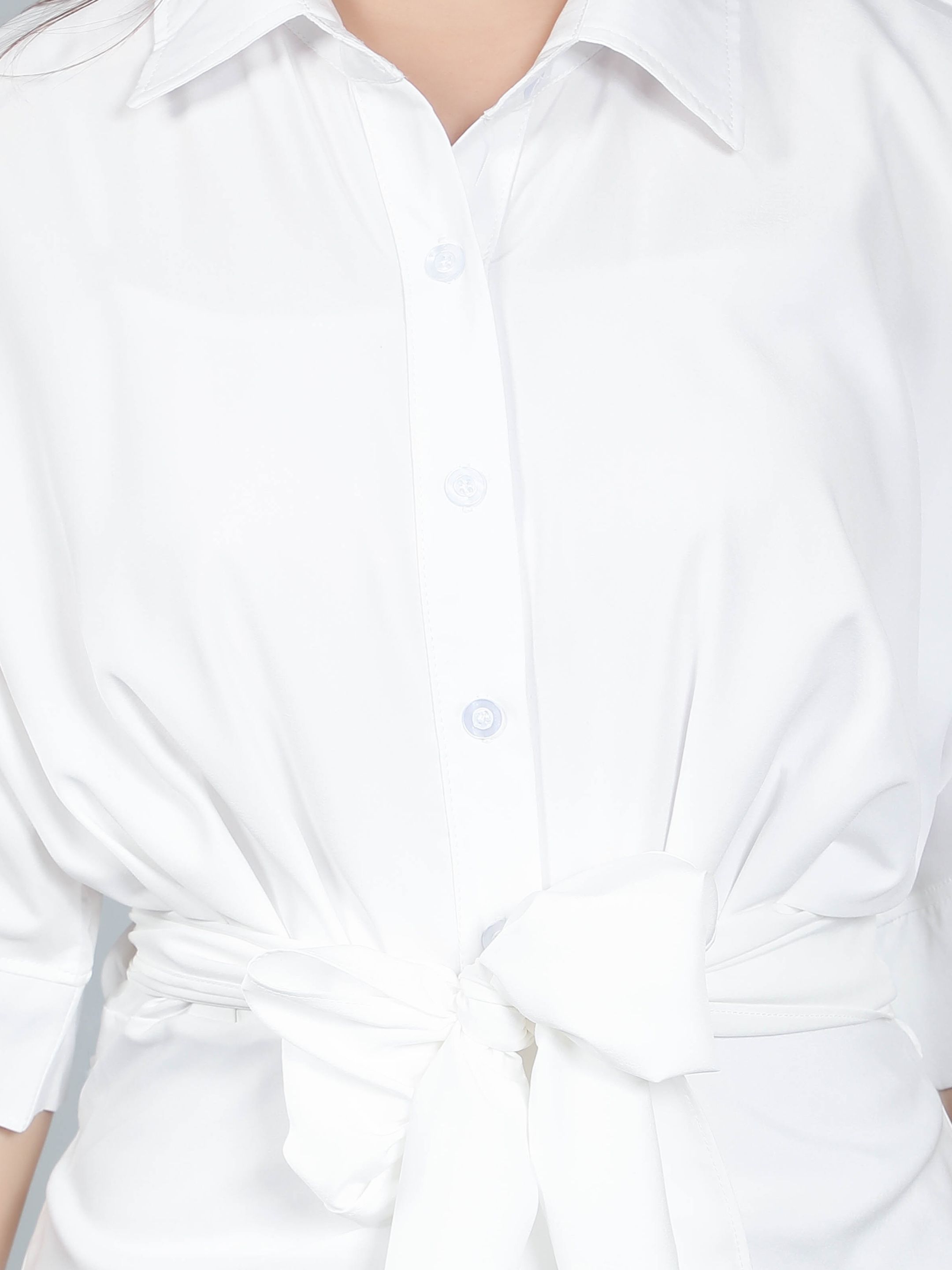 Cinched Waist Belted Shirt Dress