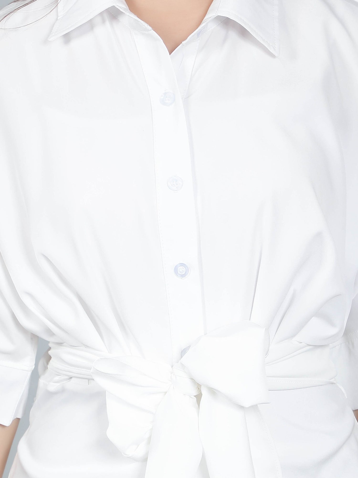 Cinched Waist Belted Shirt Dress