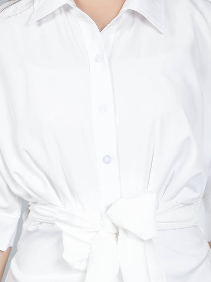 Cinched Waist Belted Shirt Dress