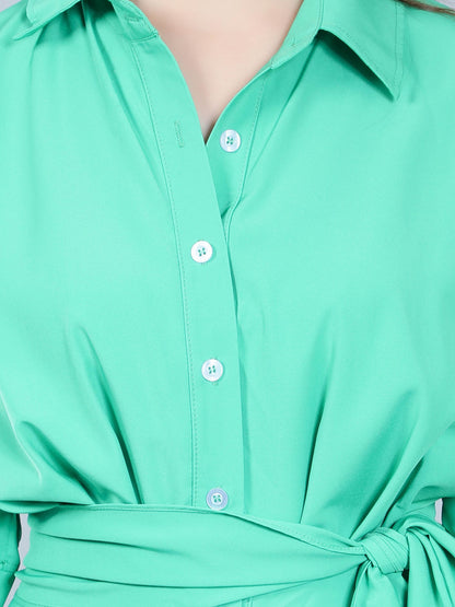 Cinched Waist Belted Shirt Dress