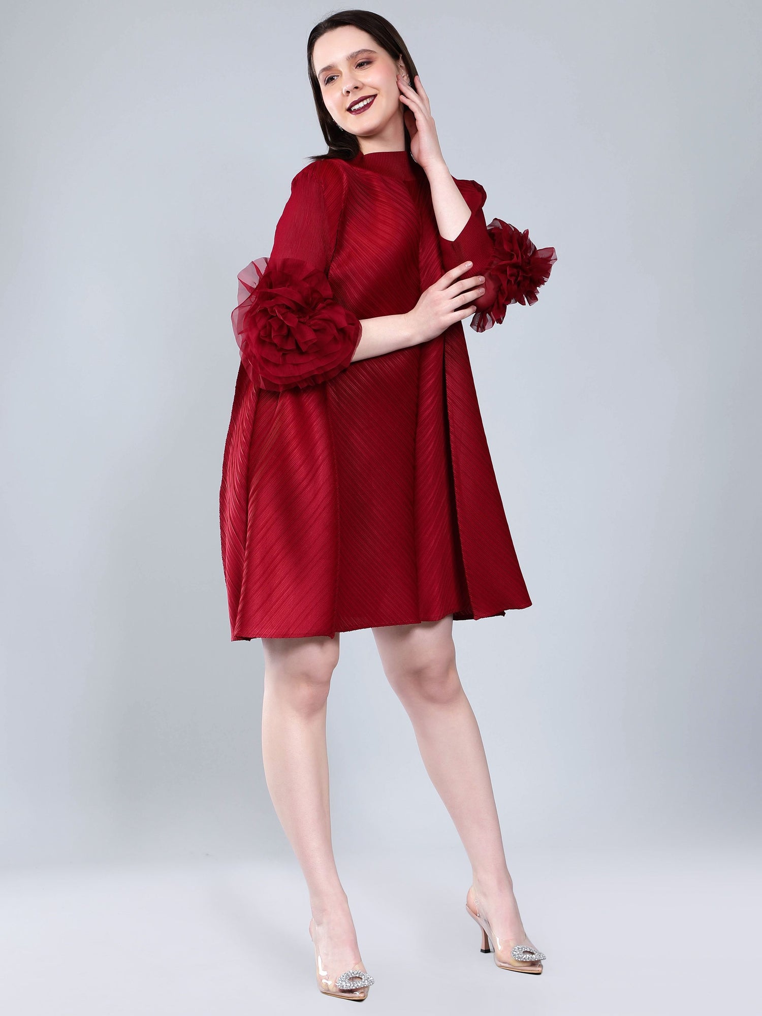 Vintage Flower Pleated Dress