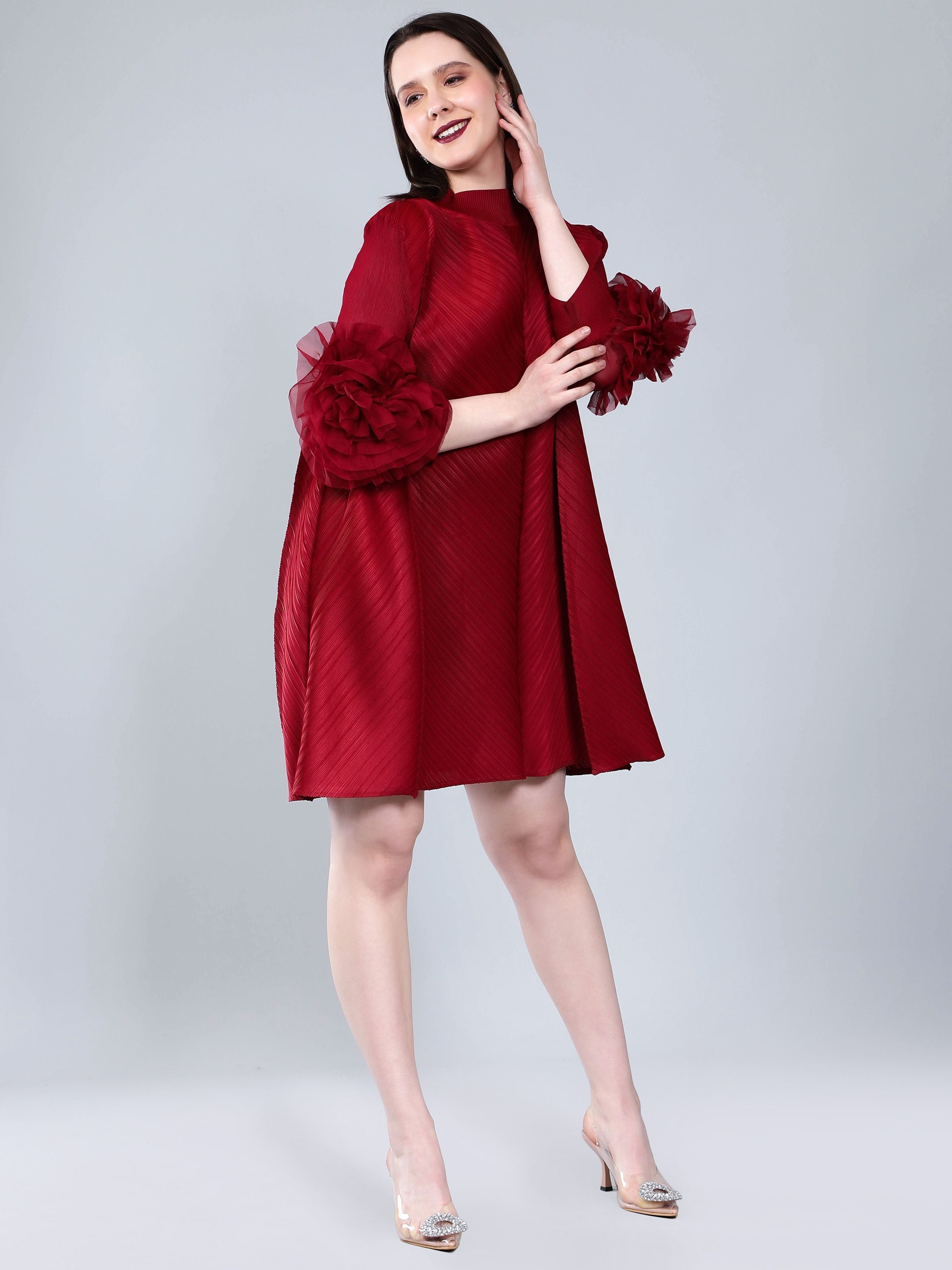 Vintage Flower Pleated Dress