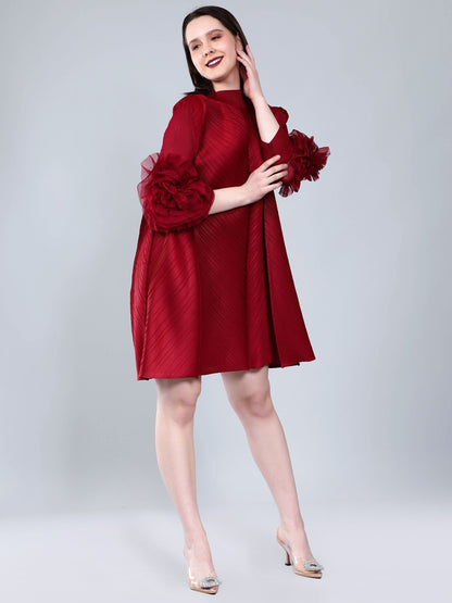 Vintage Flower Pleated Dress