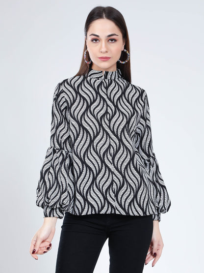 Swirl Leaf Printed Blouse