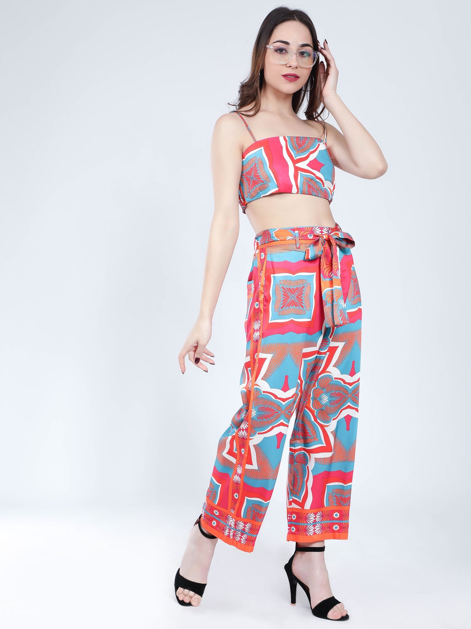 Tropical Printed Kimono Three-Piece Set