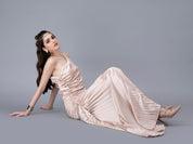 Fan Pleats One-Shoulder Dress