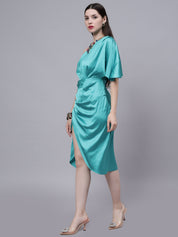 Off Shoulder Satin Midi Dress