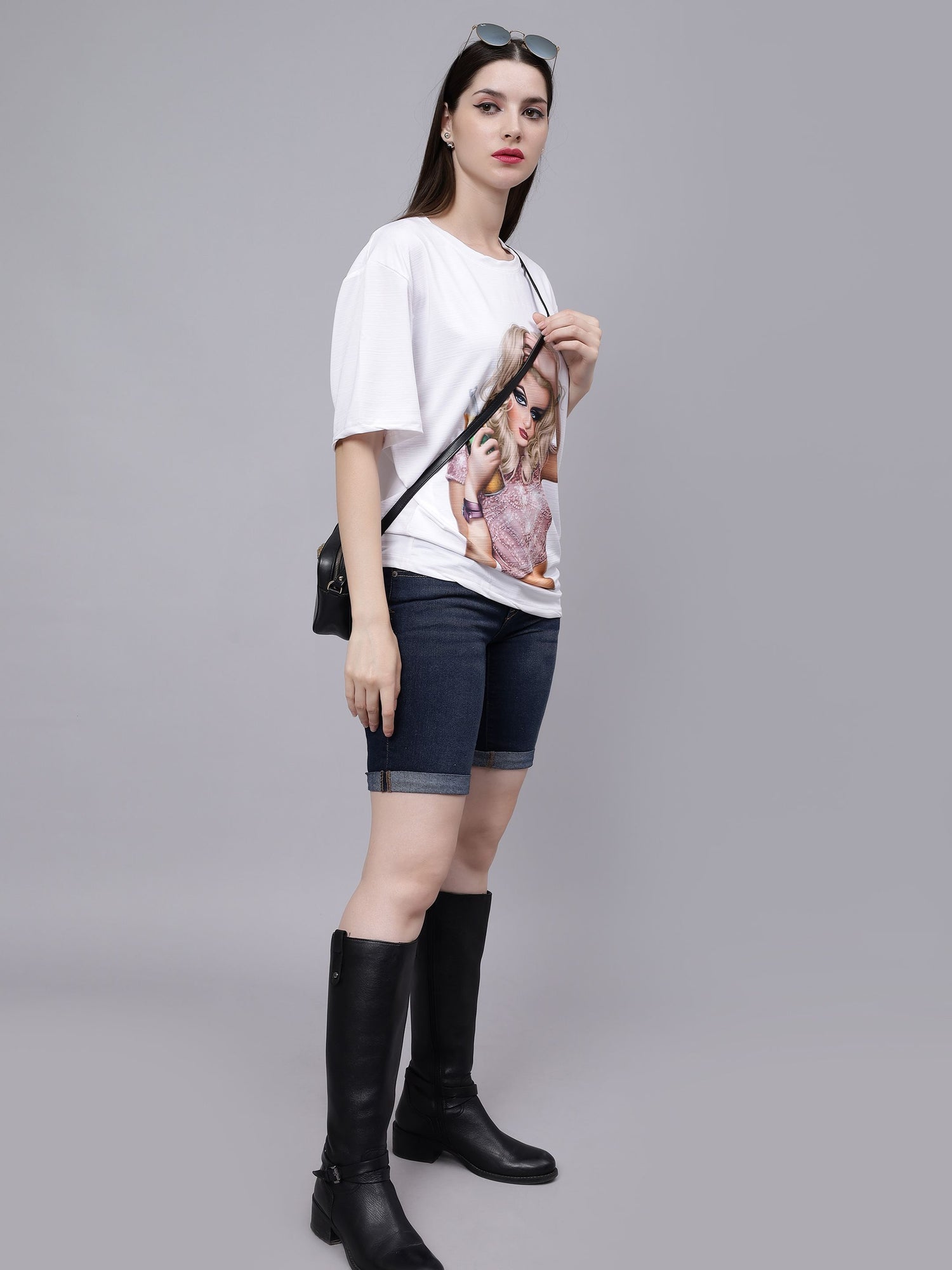 Stylish Girl Graphic Oversized T- Shirt