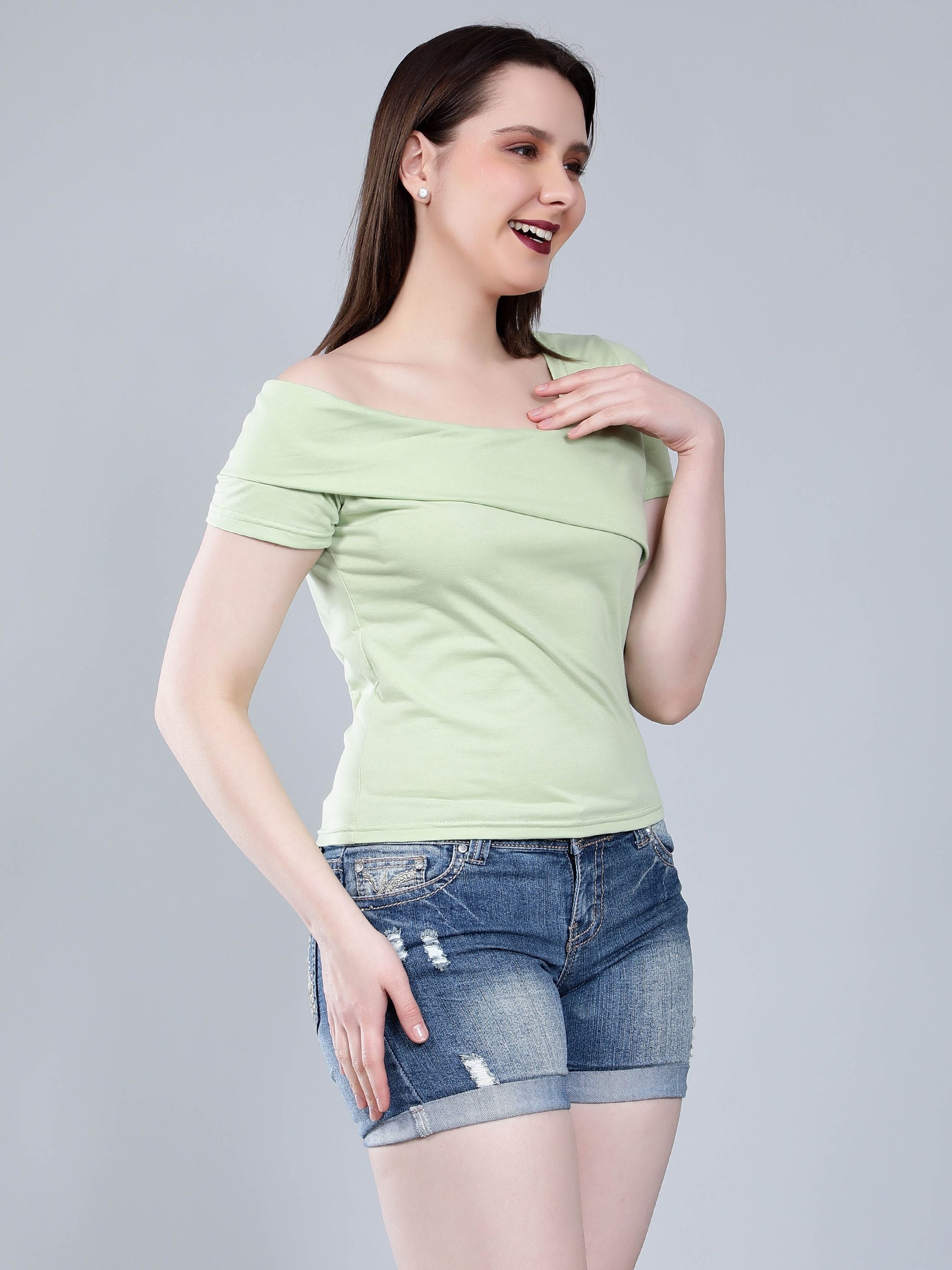 Asymmetric Neck T-Shirt