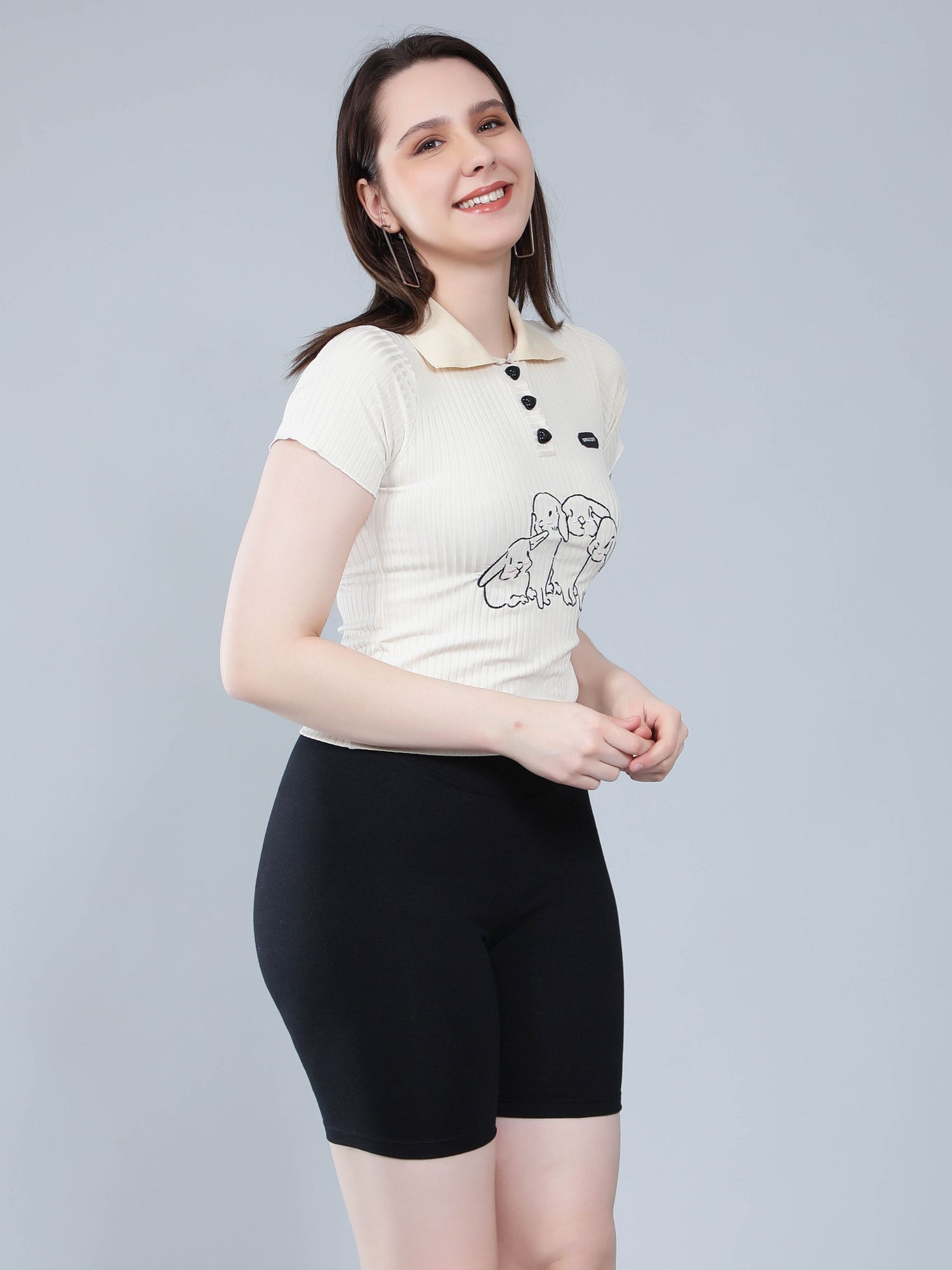 Heart Button Knitted T-shirt