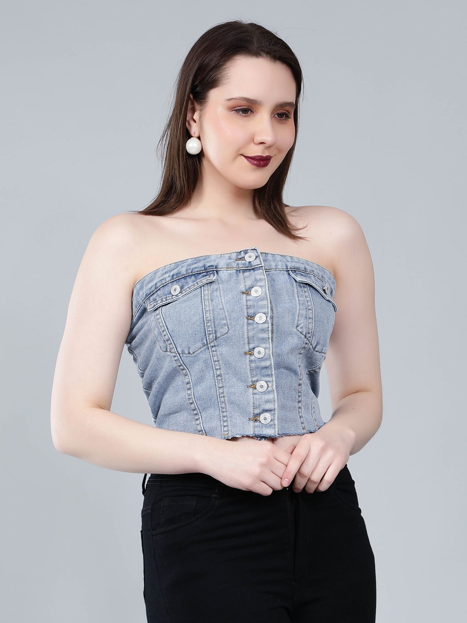 Denim Corset Crop Top