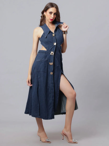 Hollow Out Denim Dress