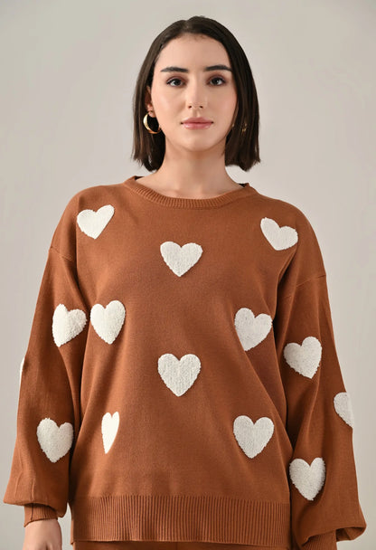 Heart Knitted Two Piece Set