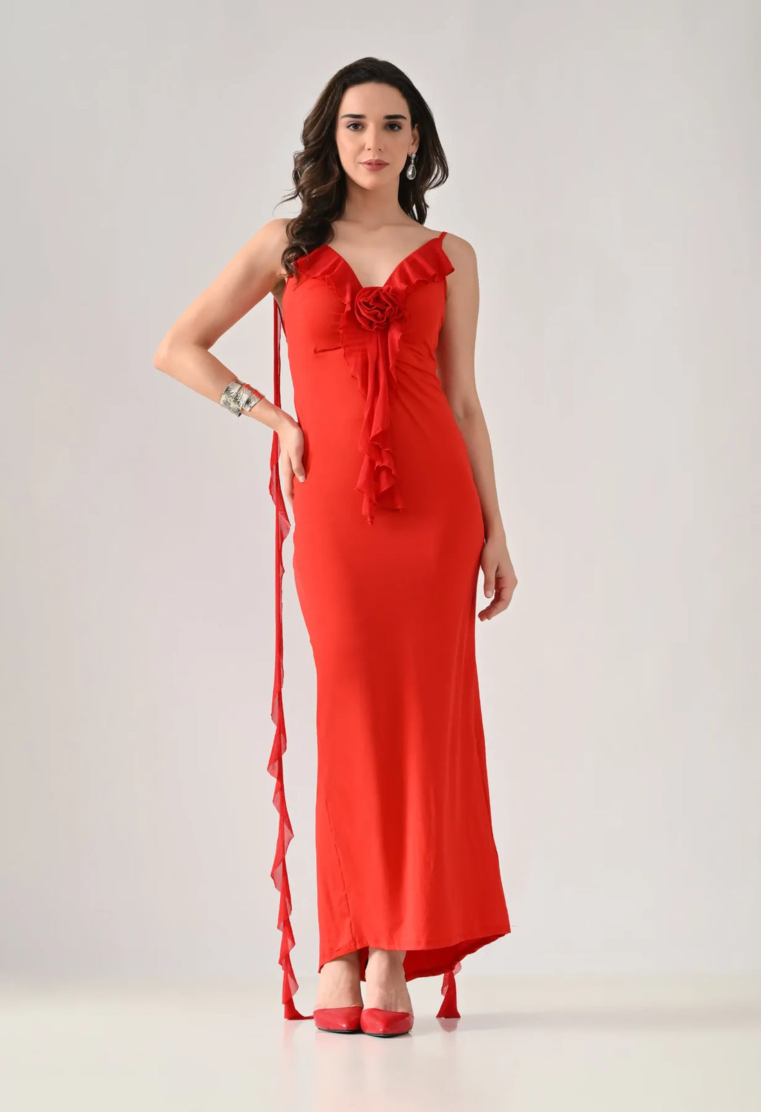 Ruffled Backless Maxi Dress