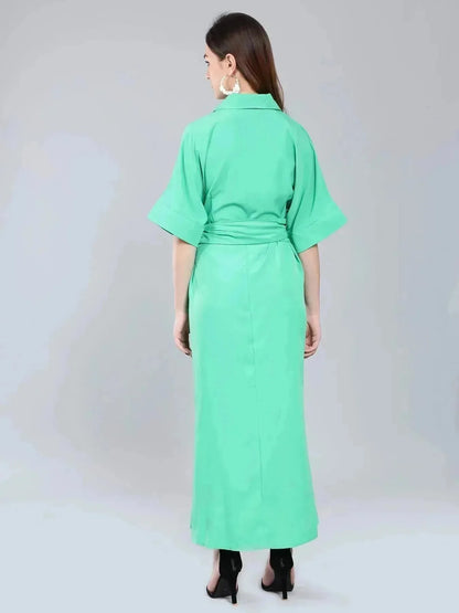 Cinched Waist Belted Shirt Dress