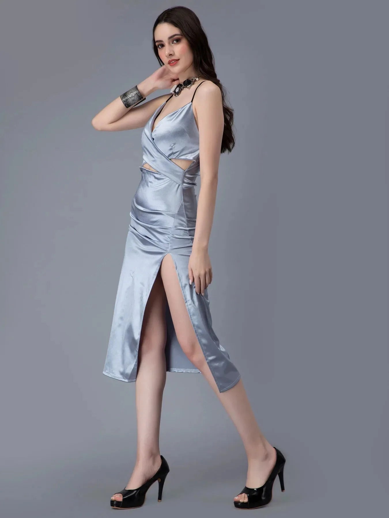 Cross Front Satin Dress