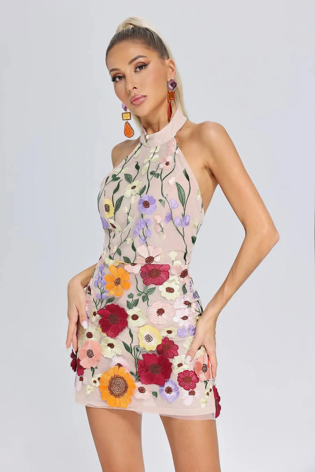 Mock Neck Short Dress