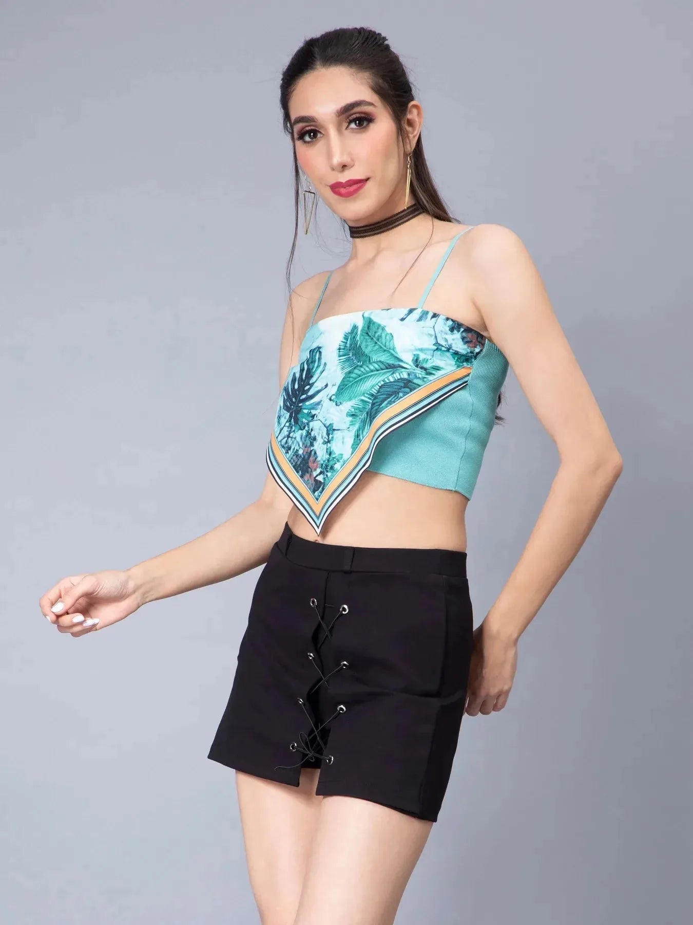 Print Handkerchief Flap Cami Top