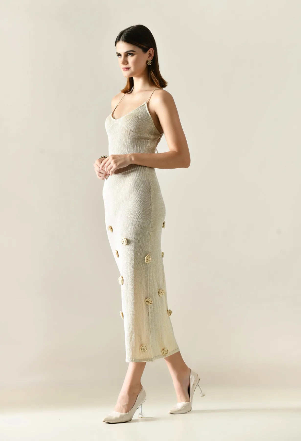 Rosette Crochet Maxi Dress