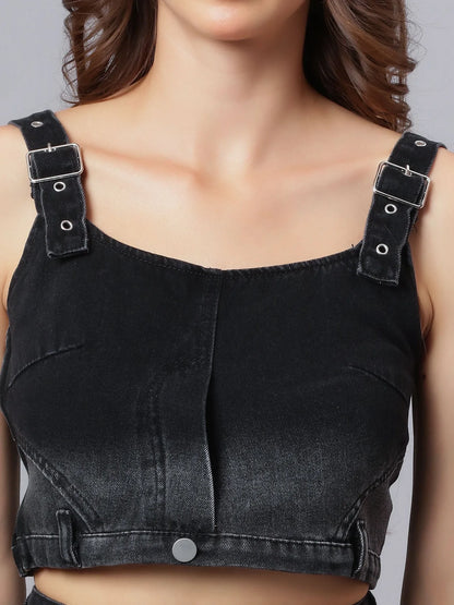 Denim Crop Pant Set