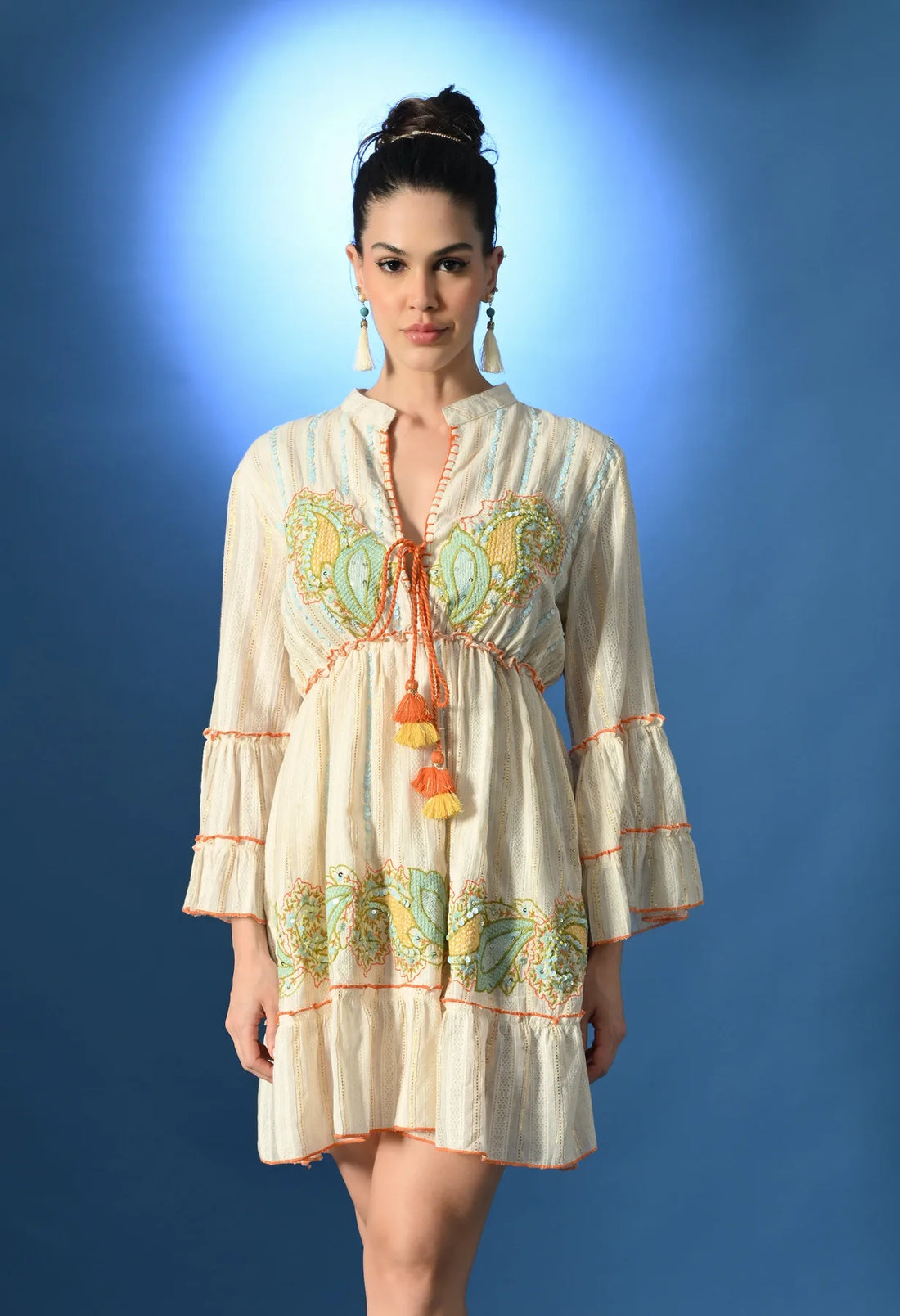 Orange Paisley Charm Short Dress