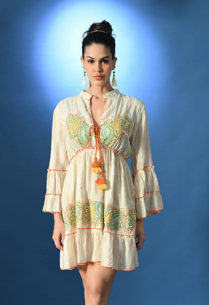 Orange Paisley Charm Short Dress