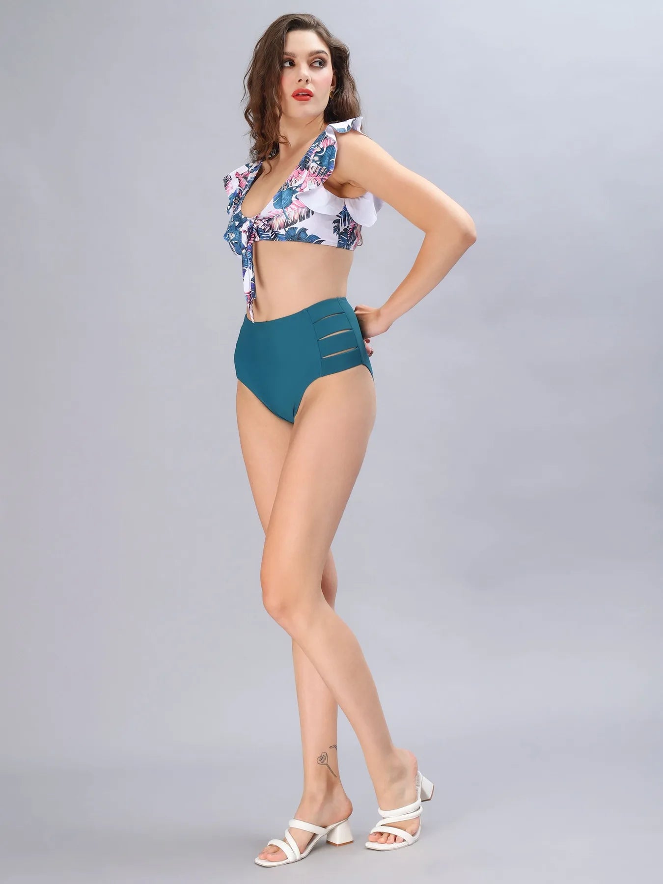 Plunge Tie-Knot Floral Bikini