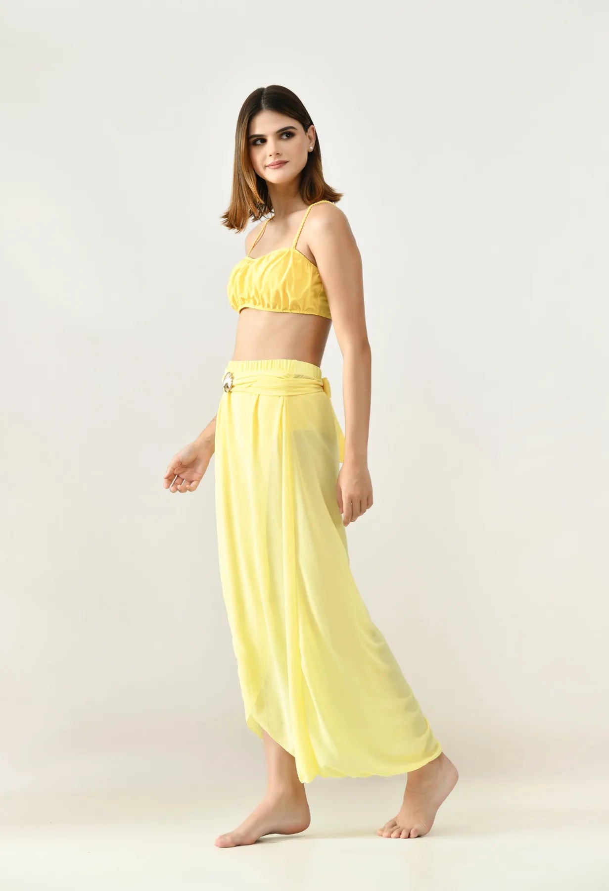 Solid Bikini Set With Sarong