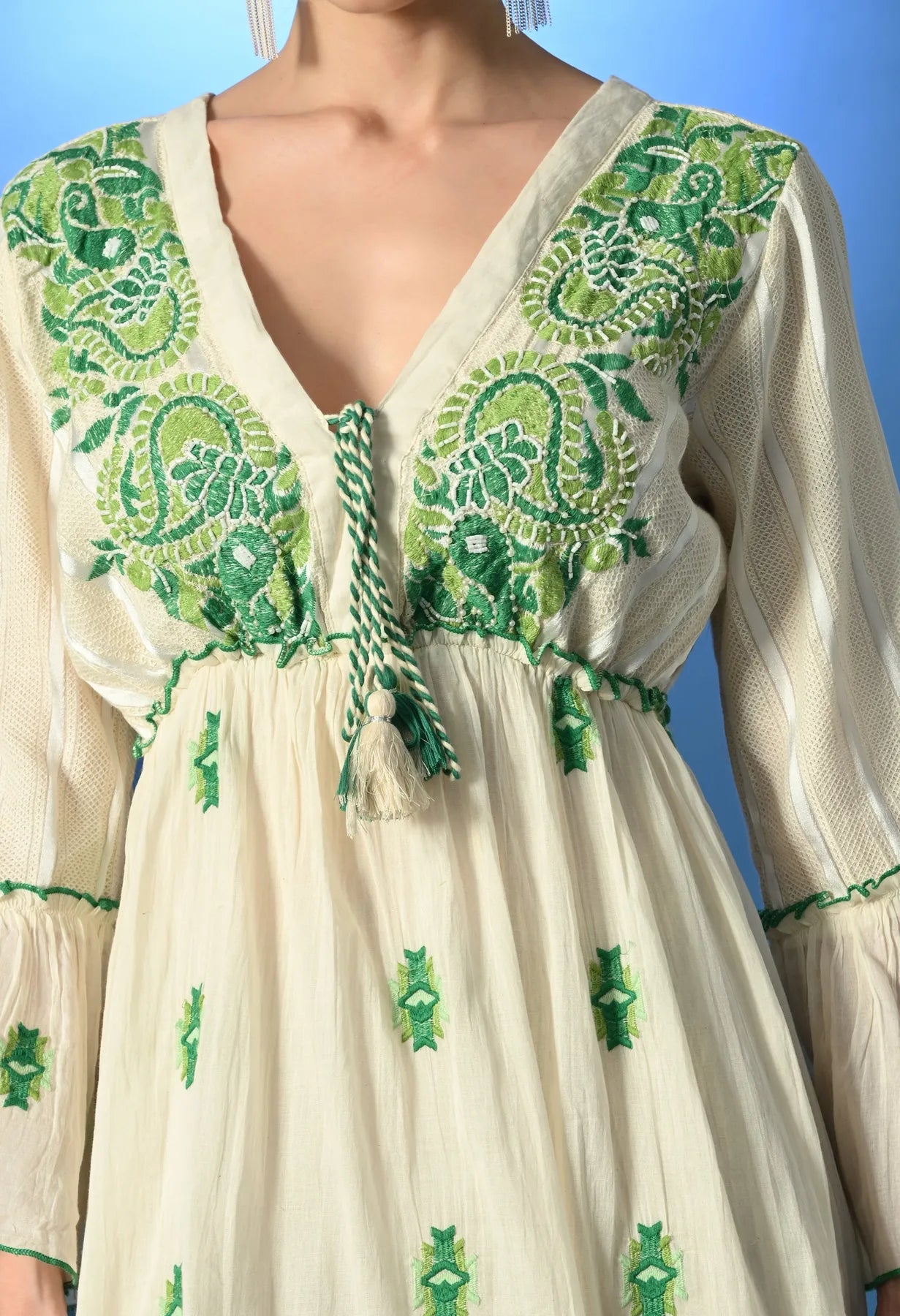 Aurora Jacquard Green Maxi Dress