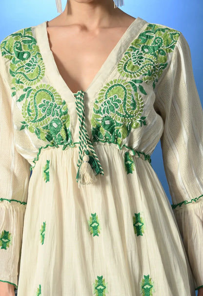 Aurora Jacquard Green Maxi Dress