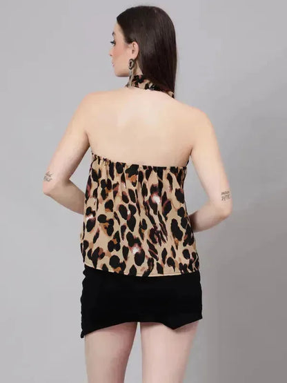 Leopard Print Halter Blouse