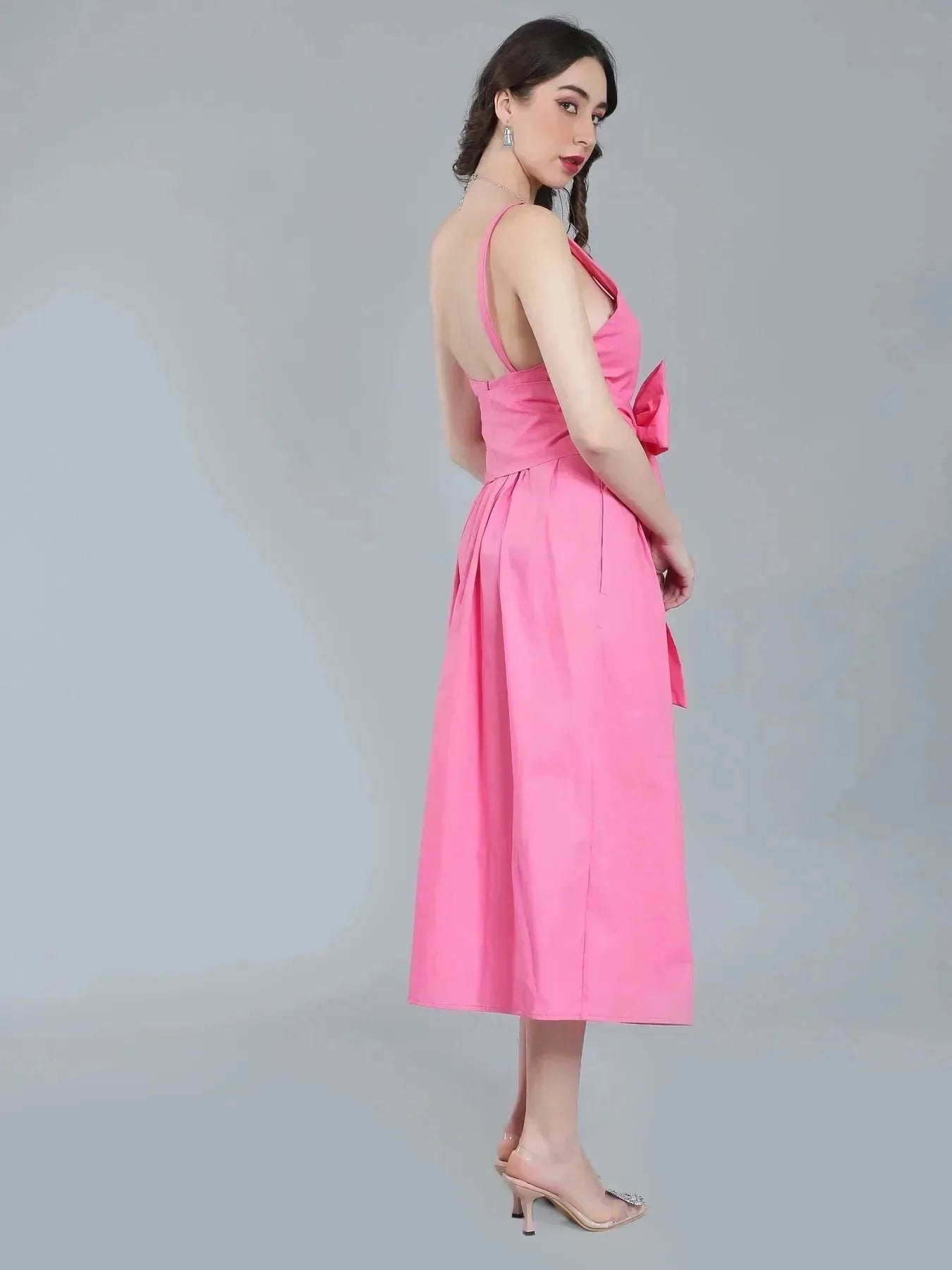 Deep V-Neck Cotton Dress