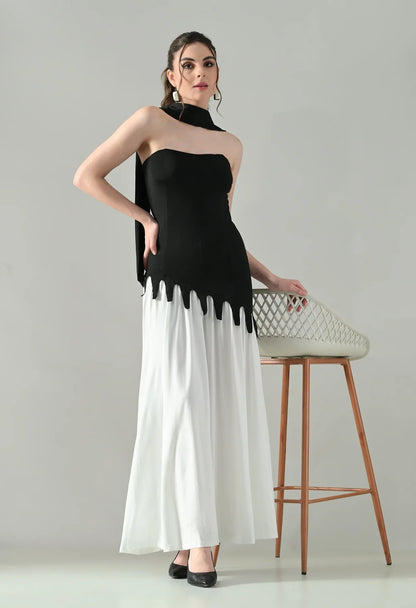 Vogue Contrast Tube Maxi Dress