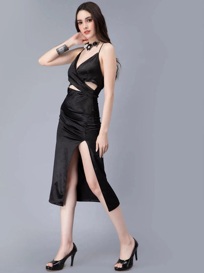 Cross Front Satin Dress