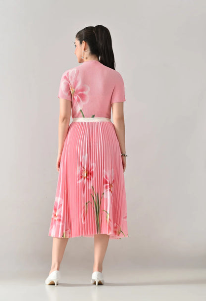 Floral Printed Pleated Two-Piece Set