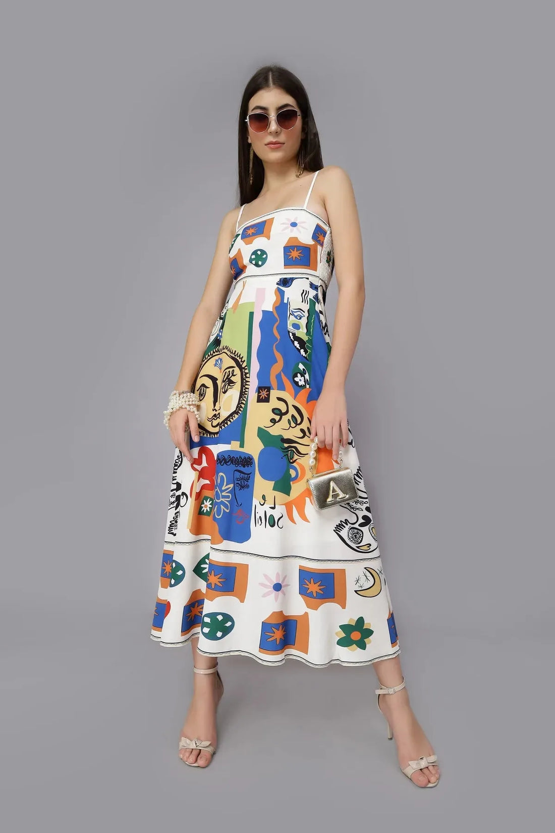 Sunburst Serenade Printed Beach Dress